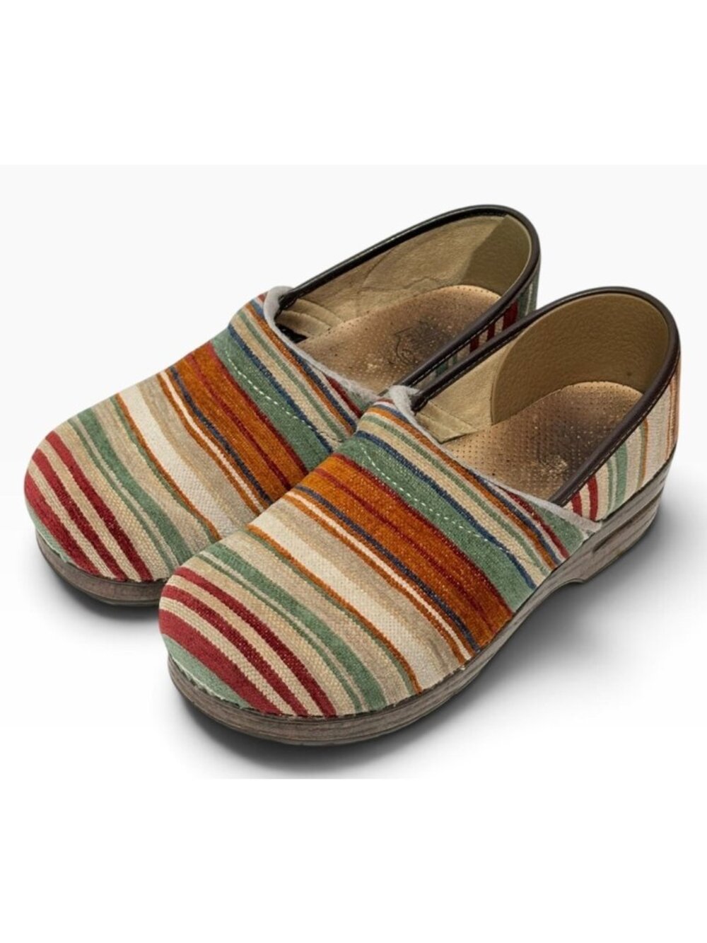 Dansko Colorful Striped Professional Clog 40 / 9.5-10 Boho Autumn Fall Mules